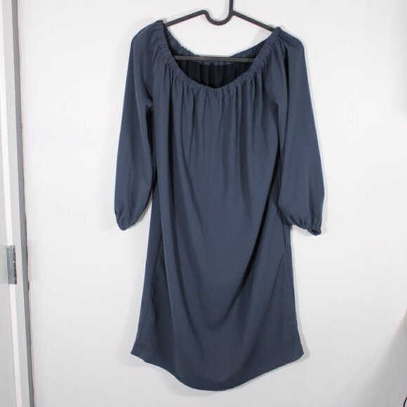 Aritzia Wilfred Duree Off Shoulder Shift Dress XS Navy Blue - Picture 1 of 3